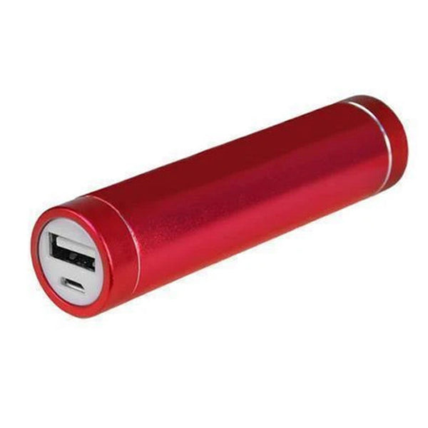red usb powered rechargable power bank for charging digital mobile devices on the go
