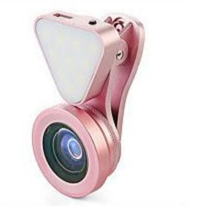 Product Glow Face 3 in 1 Photo Lens and fill lighting clip. Rose Gold version.